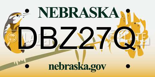 DBZ27Q Nebraska License Plate