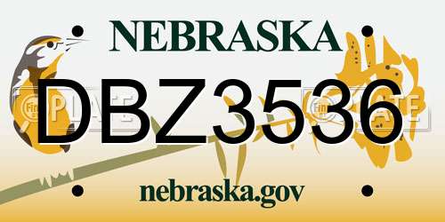 DBZ3536 Nebraska License Plate