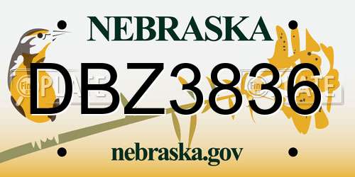 DBZ3836 Nebraska License Plate