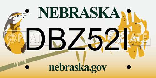 DBZ52I Nebraska License Plate