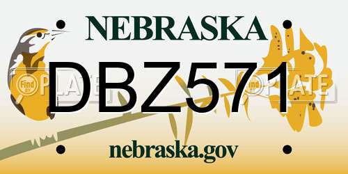 DBZ571 Nebraska License Plate