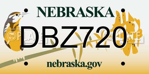 DBZ720 Nebraska License Plate
