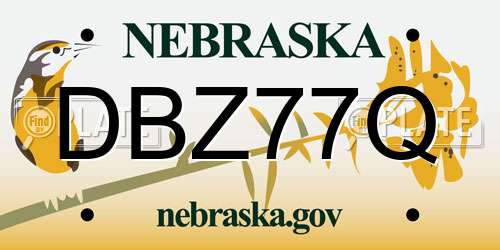 DBZ77Q Nebraska License Plate