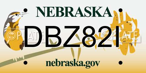 DBZ82I Nebraska License Plate