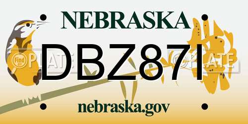 DBZ87I Nebraska License Plate