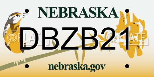 DBZB21 Nebraska License Plate