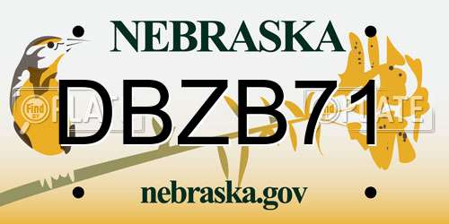 DBZB71 Nebraska License Plate