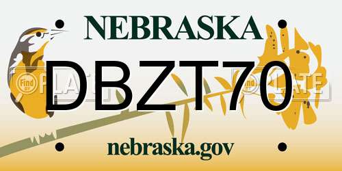 DBZT70 Nebraska License Plate