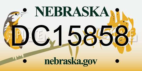 DC15858 Nebraska License Plate