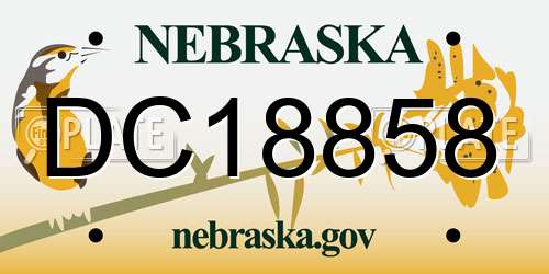 DC18858 Nebraska License Plate