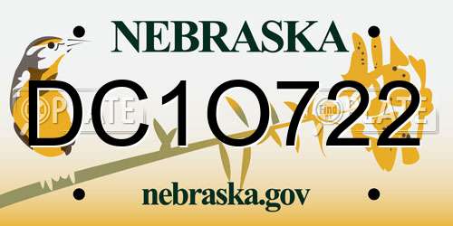 DC1O722 Nebraska License Plate