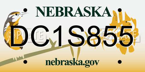 DC1S855 Nebraska License Plate