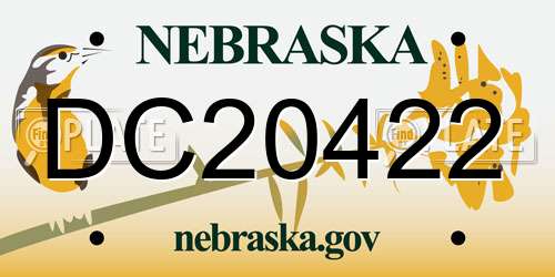 DC20422 Nebraska License Plate