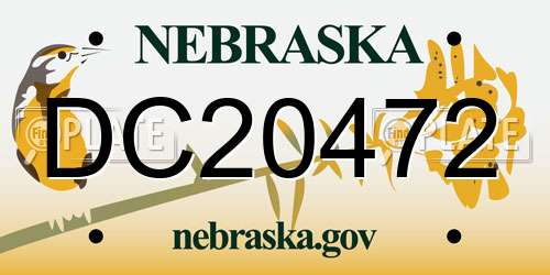 DC20472 Nebraska License Plate