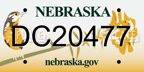 DC20477 Nebraska License Plate