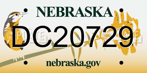 DC20729 Nebraska License Plate