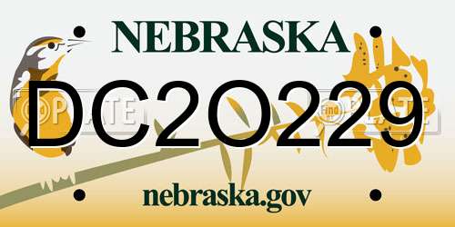 DC2O229 Nebraska License Plate