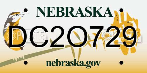 DC2O729 Nebraska License Plate
