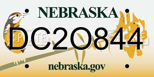 DC2O844 Nebraska License Plate