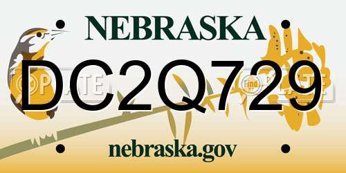 DC2Q729 Nebraska License Plate