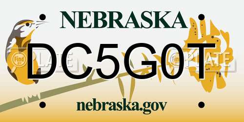 DC5G0T Nebraska License Plate