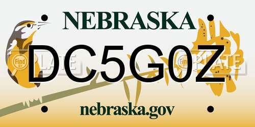 DC5G0Z Nebraska License Plate
