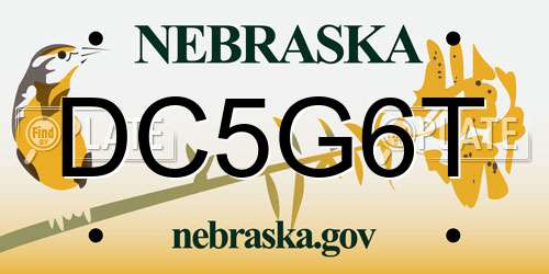 DC5G6T Nebraska License Plate