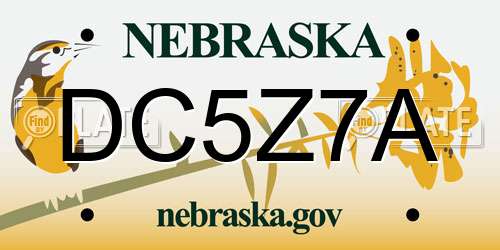 DC5Z7A Nebraska License Plate