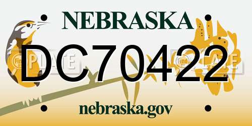 DC70422 Nebraska License Plate
