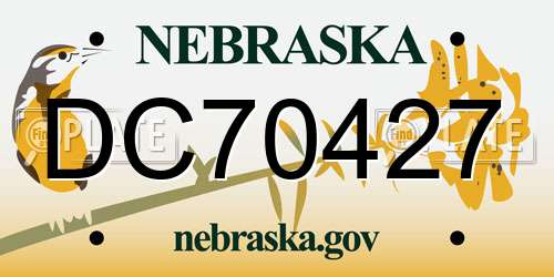DC70427 Nebraska License Plate