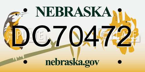 DC70472 Nebraska License Plate