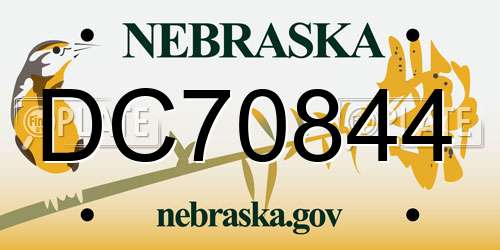 DC70844 Nebraska License Plate