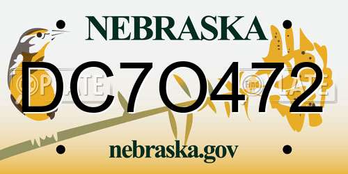 DC7O472 Nebraska License Plate
