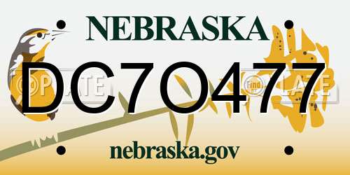 DC7O477 Nebraska License Plate