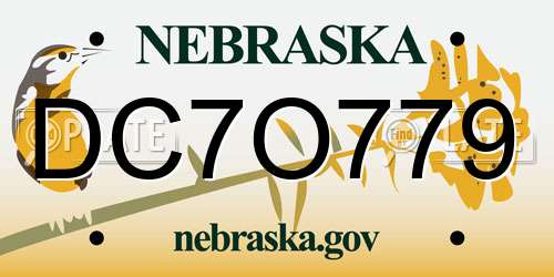 DC7O779 Nebraska License Plate