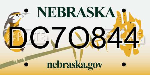 DC7O844 Nebraska License Plate