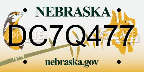 DC7Q477 Nebraska License Plate
