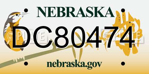 DC80474 Nebraska License Plate