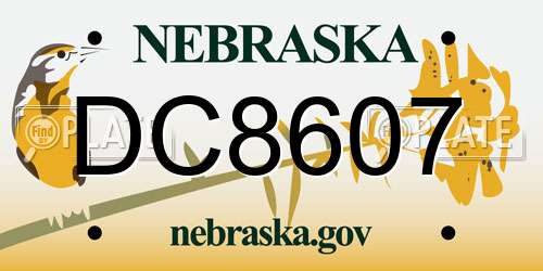 DC8607 Nebraska License Plate