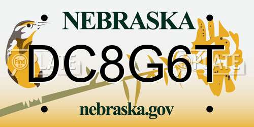 DC8G6T Nebraska License Plate