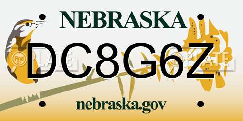 DC8G6Z Nebraska License Plate
