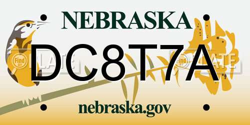 DC8T7A Nebraska License Plate