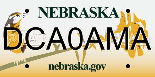 DCA0AMA Nebraska License Plate