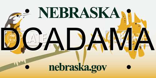 DCADAMA Nebraska License Plate