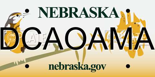 DCAOAMA Nebraska License Plate
