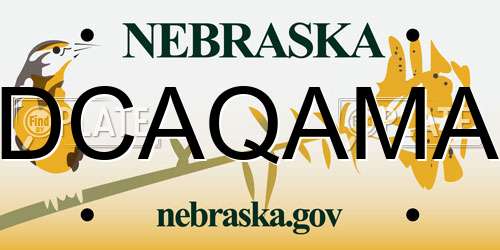 DCAQAMA Nebraska License Plate
