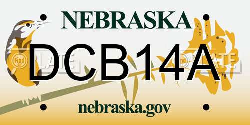 DCB14A Nebraska License Plate