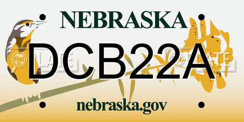 DCB22A Nebraska License Plate