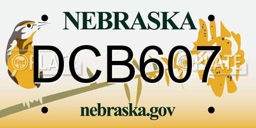 DCB607 Nebraska License Plate