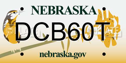 DCB60T Nebraska License Plate